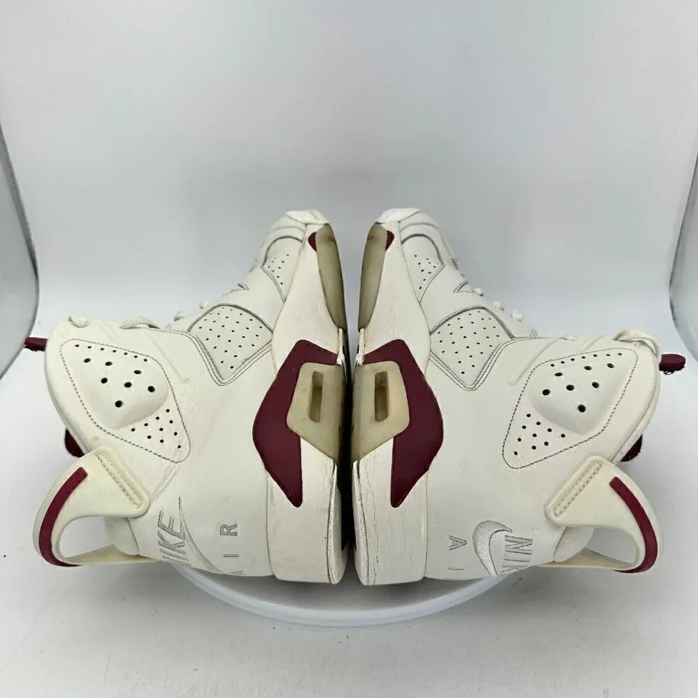Nike Air Jordan 6 Retro Men Size 13 384664–116 Red Maroon White Basketball Shoes